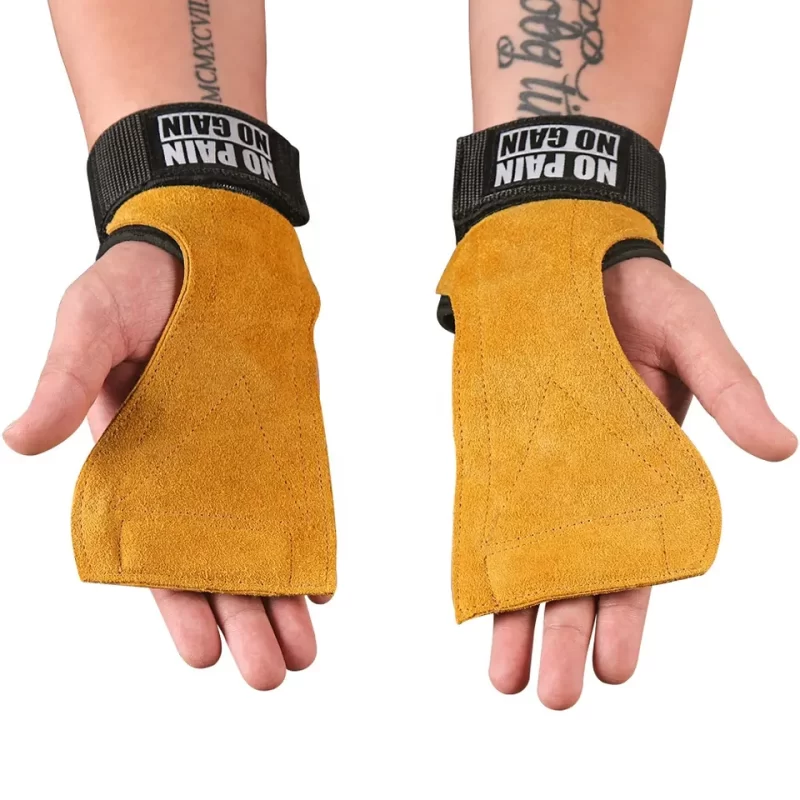 WeightLifting Gloves Grip Pad Palm Protector Strap Weightlifting Dumbbell Gloves Equipment